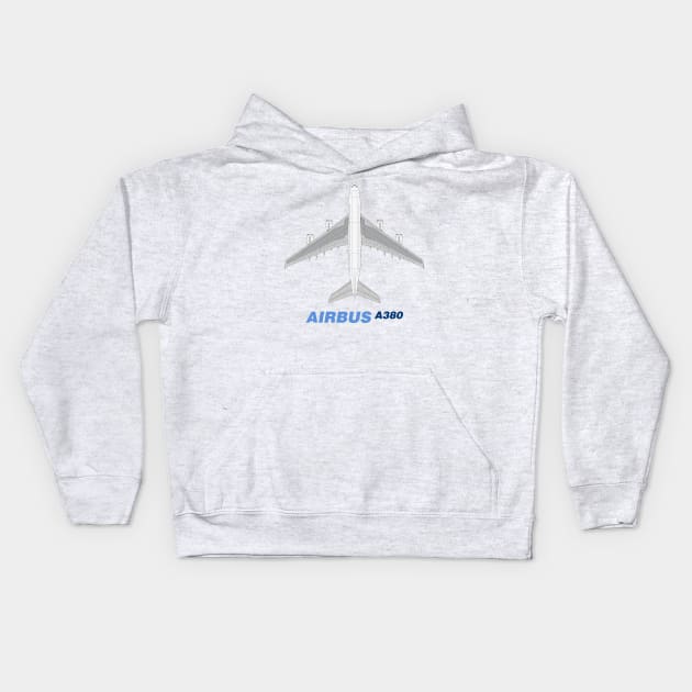 Airbus A380 Top View Kids Hoodie by SteveHClark